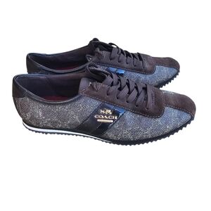 Coach IVY Signature Brown Suede PVC Fashion Sneakers Size 7.5 NO SERIAL NUMBER